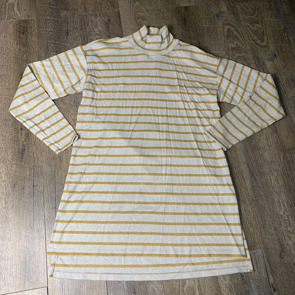 Anthropologie Vanessa & Virginia Tunic Top Womens Size Medium Gray‎ Striped - Picture 2 of 9